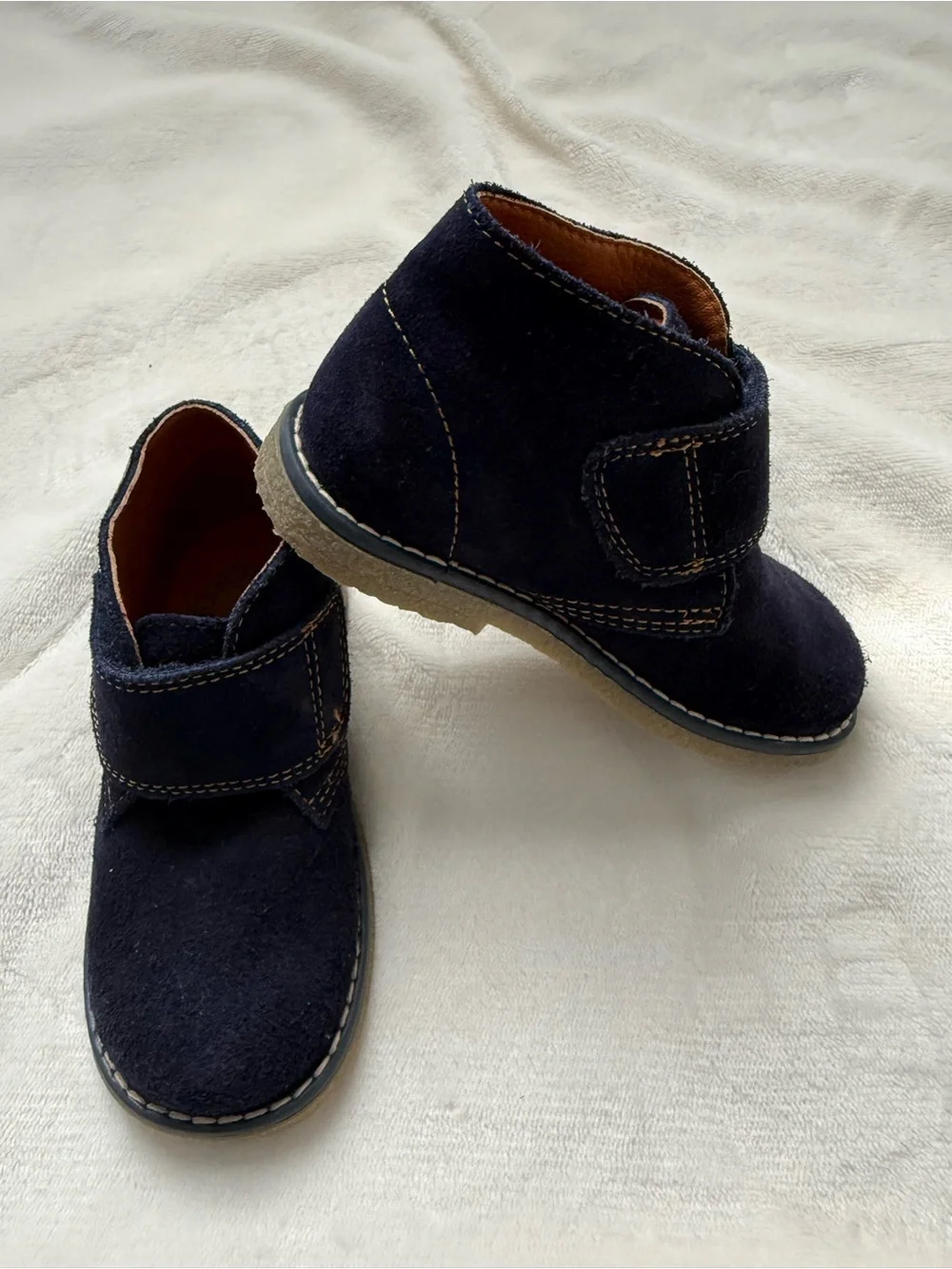 Pablosky Kids Navy Suede Hook-and-Loop Ankle Boots